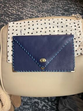 Bllue Leather Clutch: Handmade Envelope Hand...Made by AnaKoutsi